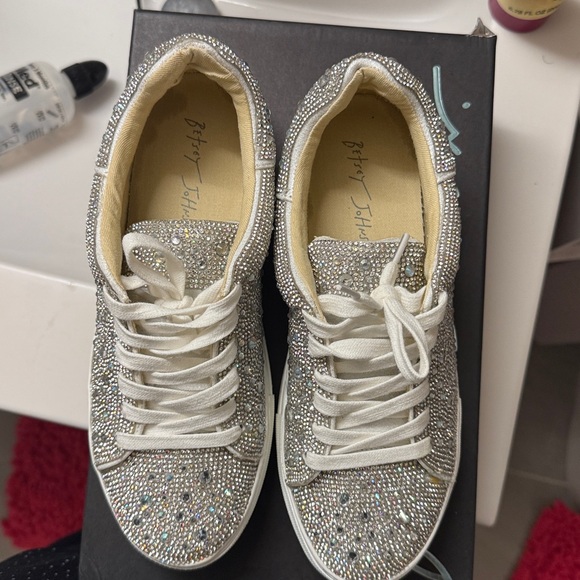 Betsey Johnson Silver Glitter Sneakers - Picture 4 of 5